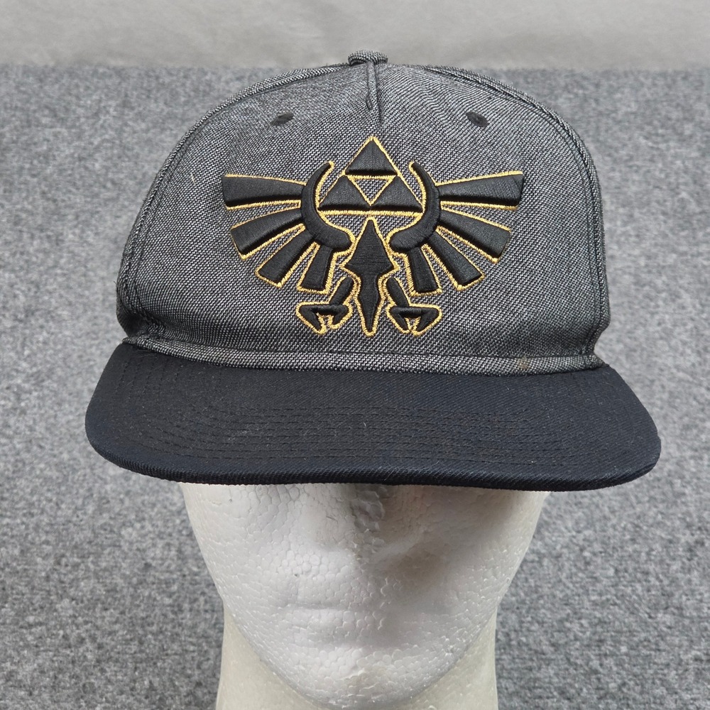 Nintendo Legend of Zelda Hat Grey Black Gold Wingcrest Snapback Cap Geek Nerd